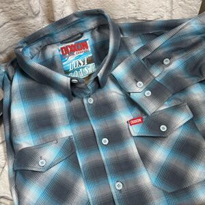 Dixxon Flannel Lost Coast Mens 3XL Button-Up Shirt Blue Plaid Long Sleeve D-Tech